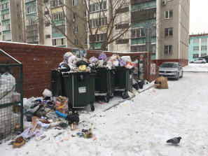 Мусорный новый год. В некоторых дворах в Челябинске мусорные контейнеры 31 декабря оказались переполнены