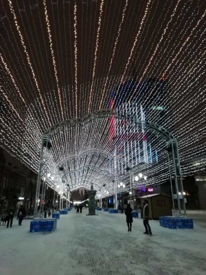 Световой тоннель на Кировке в новогоднюю ночь. Фото Екатерины Галкиной