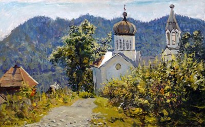 Церковь в Сыростане. Этюд Анатолия Ладнова